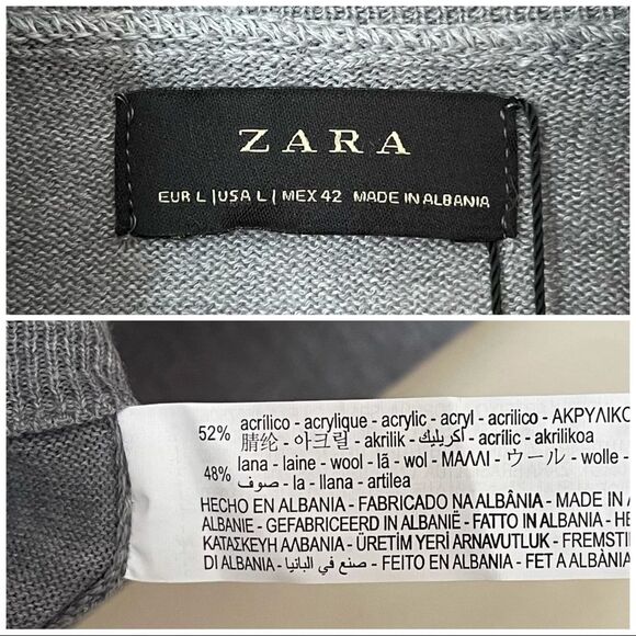 Zara Man Gray Turtle Neck pullover Sweater NWT Large - Picture 4 of 4